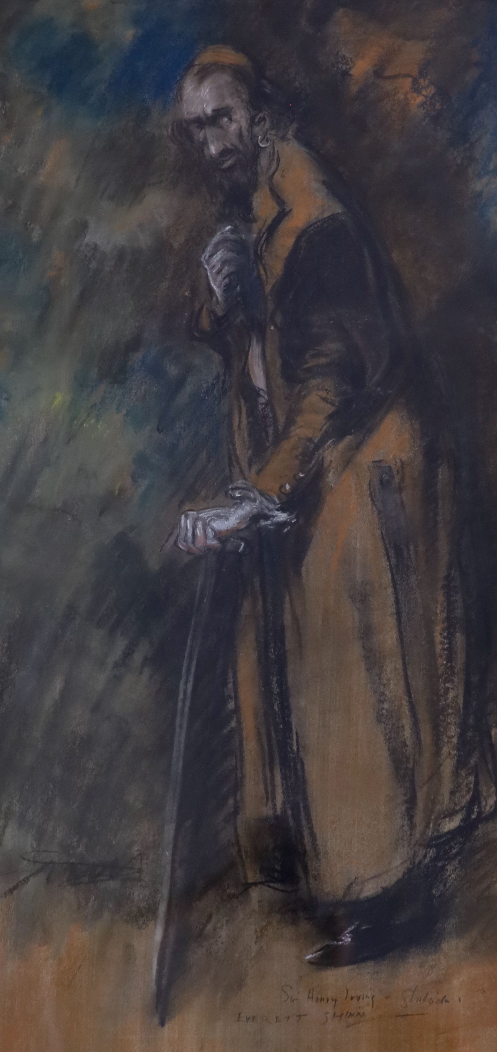 Everett Shinn (American, 1876-1953), Sir Henry Irving as Shylock, c.1910, pastel on paperboard, 71 x 34cm
